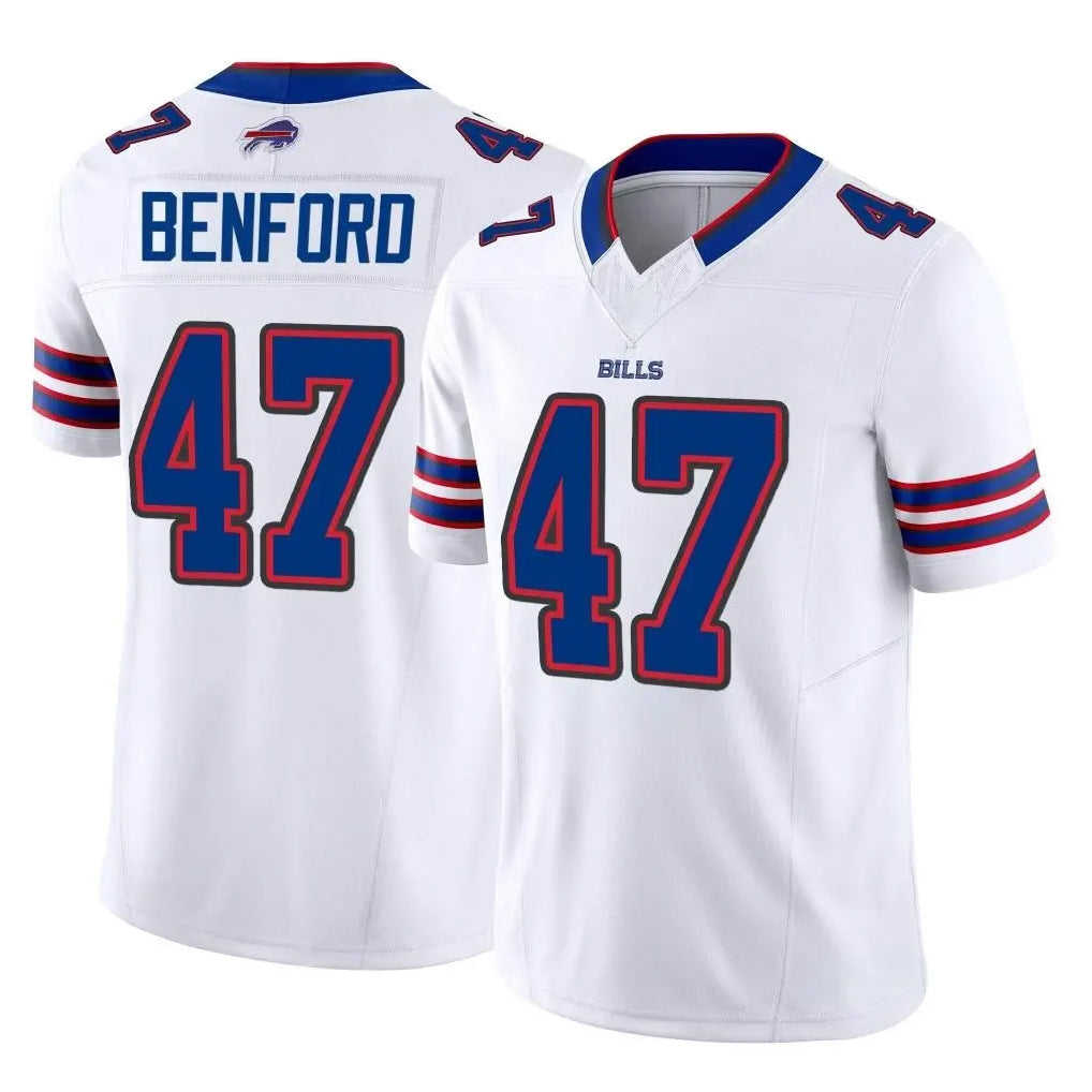 B.Bills #47 Christian Benford Player White Vapor F.U.S.E. Limited Home Game Gdoa Stitched Jerseys