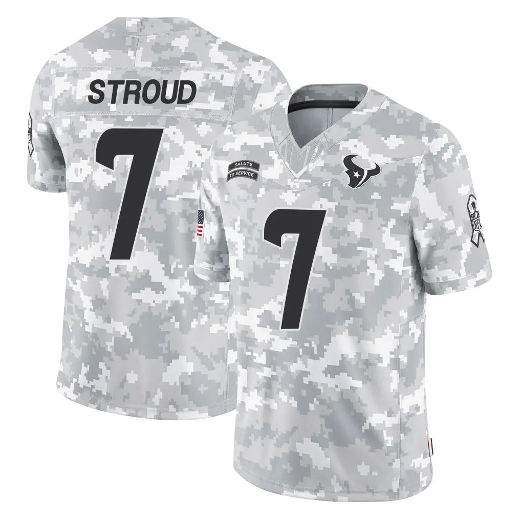 H.Texans #7 CJ Stroud Player Arctic Camo Salute To Service Limited Game Gdoa Stitched Jerseys