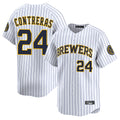 M.Brewers #24 William Contreras Player White Stripes Home Limited Game Fdoa Stitched Jerseys