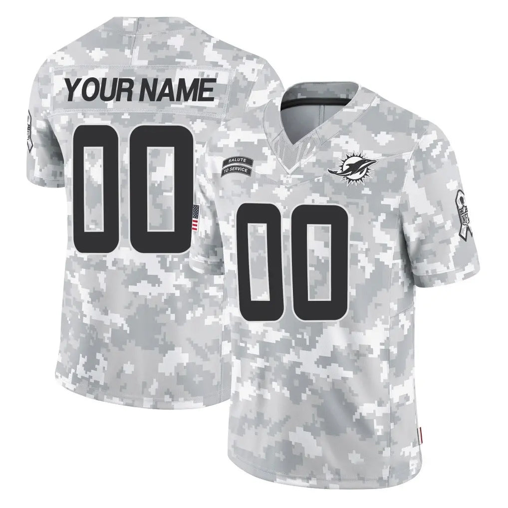 Custom M.Dolphins Arctic Camo Salute To Service Limited Game Any Name & Numbers Gdoa Stitched Jerseys