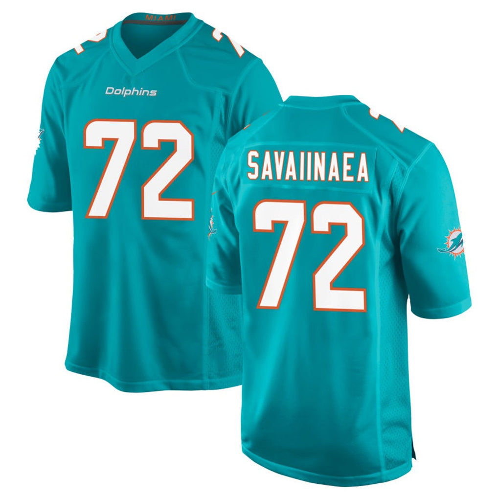 M.Dolphins #72 Jonah Savaiinaea Player Aqua Home Game Gdoa Stitched Jerseys