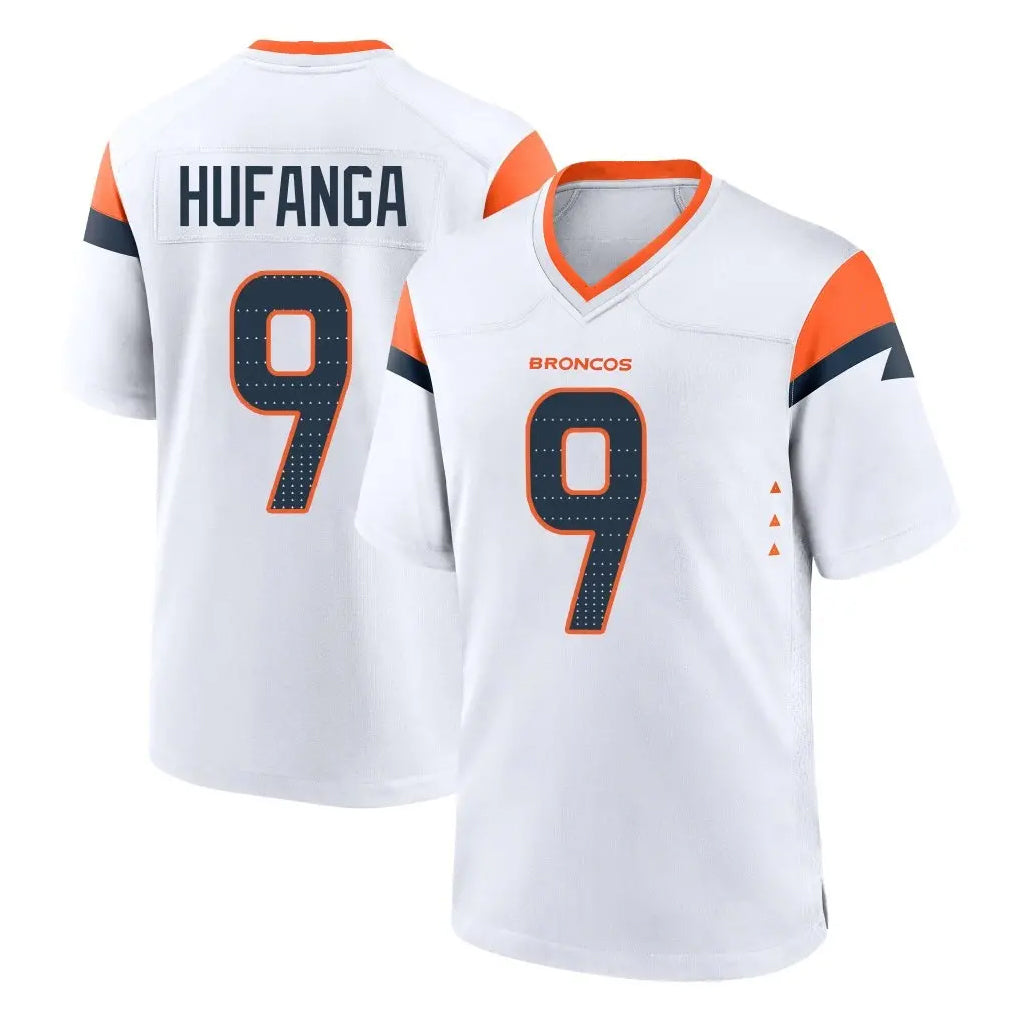 D.Broncos #9 Talanoa Hufanga Player White Home Game Gdoa Stitched Jerseys