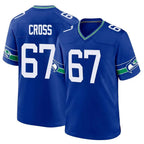 S.Seahawks #67 Charles Cross Player Royal Throwback Home Game Gdoa Stitched Jerseys