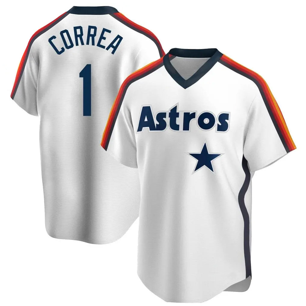 H.Astros #1 Carlos Correa Player White Cooperstown Collection T-shirt Gdoa Stitched Jerseys