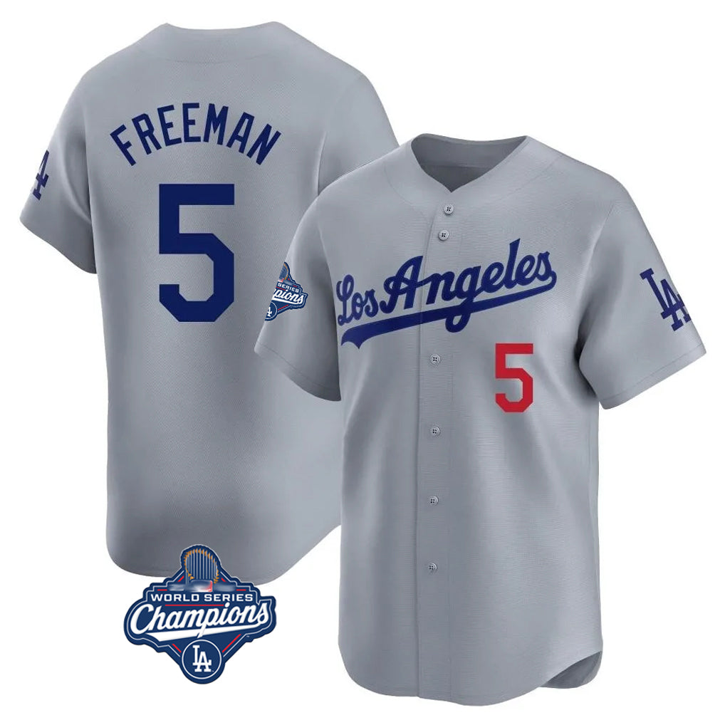 LA.Dodgers #5 Freddie Freeman Player Gray World Series Meet Limited Home Fdoa Stitched Jerseys