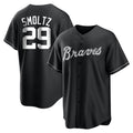 A.Braves #29 John Smoltz Player Black Home Game Gdoa Stitched Jerseys