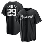 A.Braves #29 John Smoltz Player Black Home Game Gdoa Stitched Jerseys