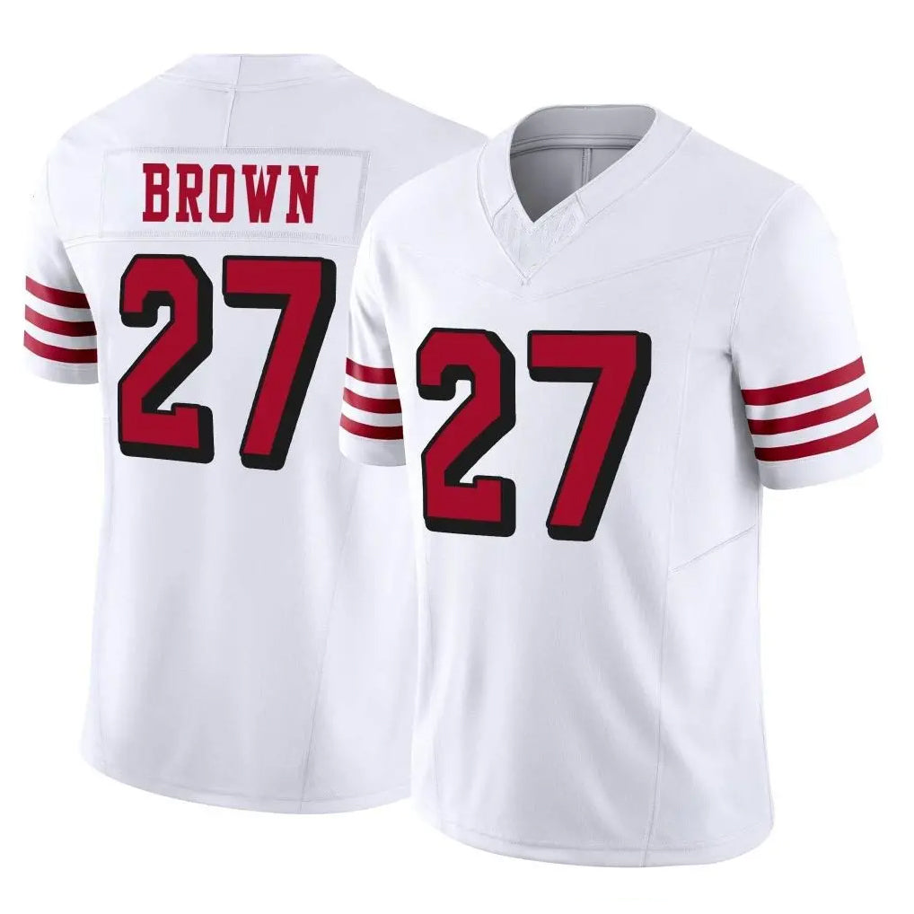 SF.49ers #27 Ji'Ayir Brown Player White Limited Alternate Vapor F.U.S.E. Home Game Gdoa Stitched Jerseys