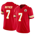 KC.Chiefs #7 Harrison Butker Player Red Limited Vapor F.U.S.E. Home Game Gdoa Stitched Jerseys