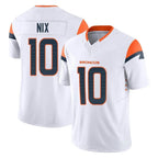 D.Broncos #10 Bo Nix Player White Limited Vapor F.U.S.E. Home Game Gdoa Stitched Jerseys