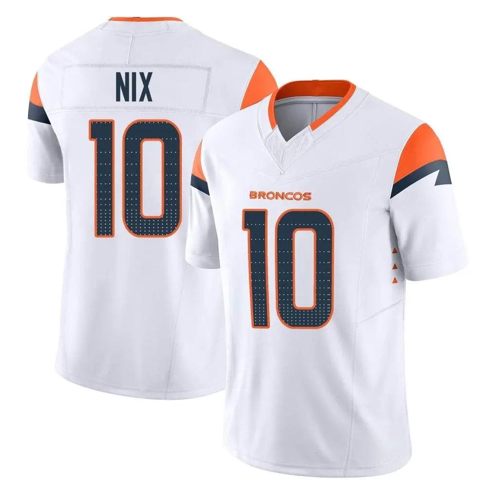 D.Broncos #10 Bo Nix Player White Limited Vapor F.U.S.E. Home Game Gdoa Stitched Jerseys