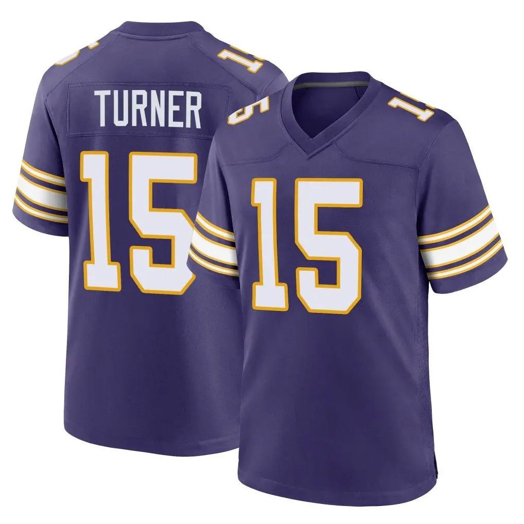 M.Vikings #15 Dallas Turner Player Purple Classic Home Game Gdoa Stitched Jerseys