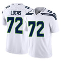 S.Seahawks #72 Abraham Lucas Player White Limited Vapor F.U.S.E. Home Game Gdoa Stitched Jerseys
