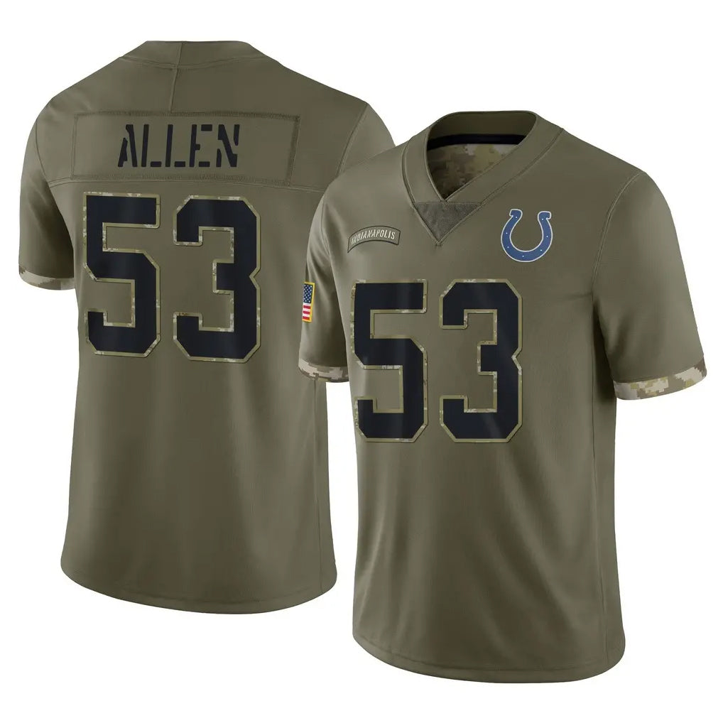 IN.Colts #53 CJ Allen Player Olive Salute To Service Limited Gdoa Stitched Jerseys
