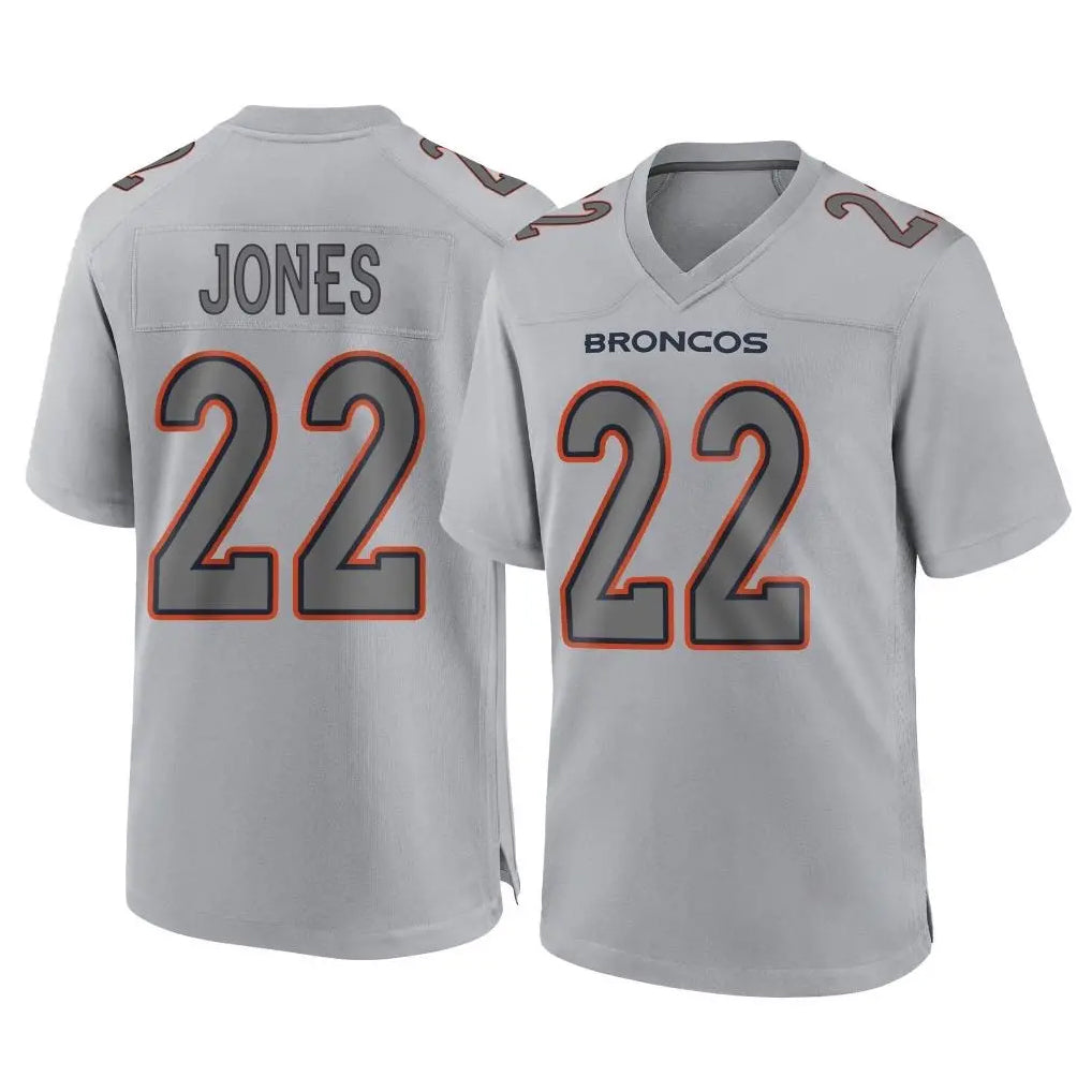 D.Broncos #22 Brandon Jones Player Gray Atmosphere Fashion Limited Game Gdoa Stitched Jerseys