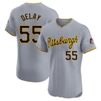 P.Pirates #55 Jason Delay Player Gray Road Home Limited Elite Fdoa Stitched Jerseys