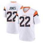 D.Broncos #22 Brandon Jones Player White Home Game Gdoa Stitched Jerseys