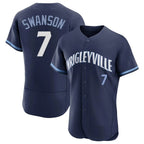C.Cubs #7 Dansby Swanson Player Navy City Connect Limited Elite Home Gdoa Stitched Jerseys