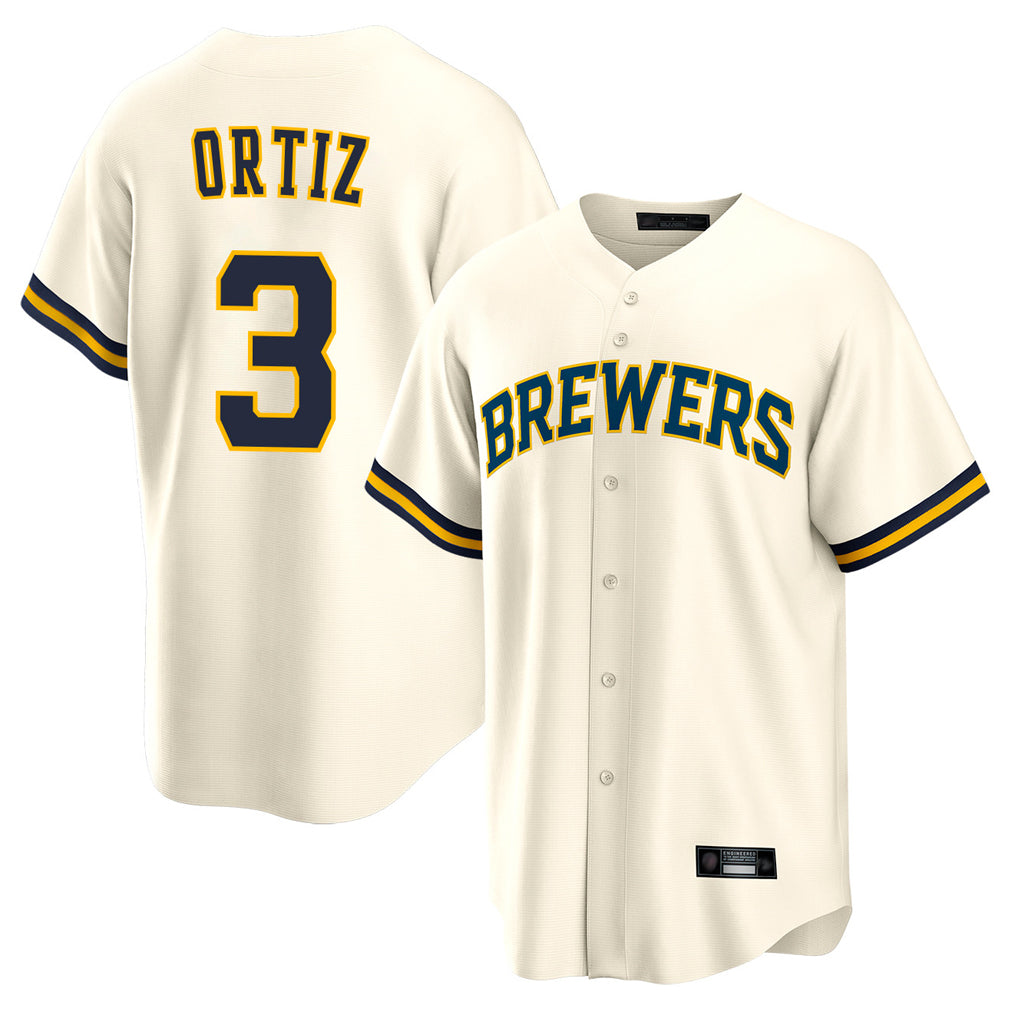 M.Brewers #3 Joey Ortiz Player Cream Home Game Fdoa Stitched Jerseys