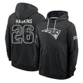 NE.Patriots #26 Hassan Haskins Player 2026 Black Logo Pullover Hoodies Limited Game Gdoa Stitched Jerseys