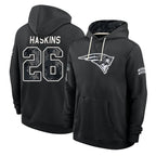 NE.Patriots #26 Hassan Haskins Player 2026 Black Logo Pullover Hoodies Limited Game Gdoa Stitched Jerseys