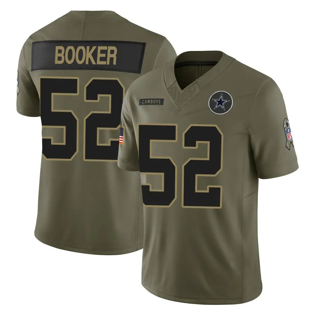 D.Cowboys #52 Tyler Booker Player Olive 2025 Salute to Service Limited Home Game Gdoa Stitched Jerseys