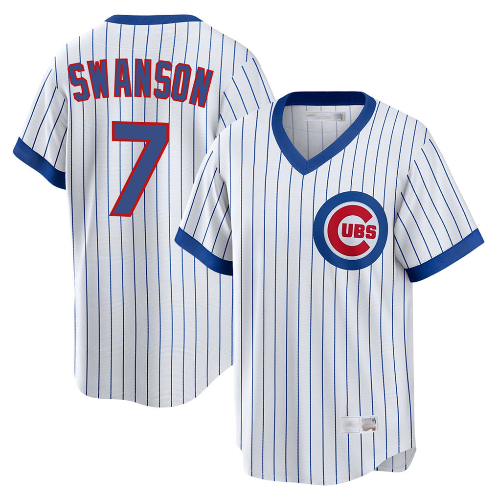 C.Cubs #7 Dansby Swanson Player White T-shirt Cooperstown Collection Limited Gdoa Stitched Jerseys