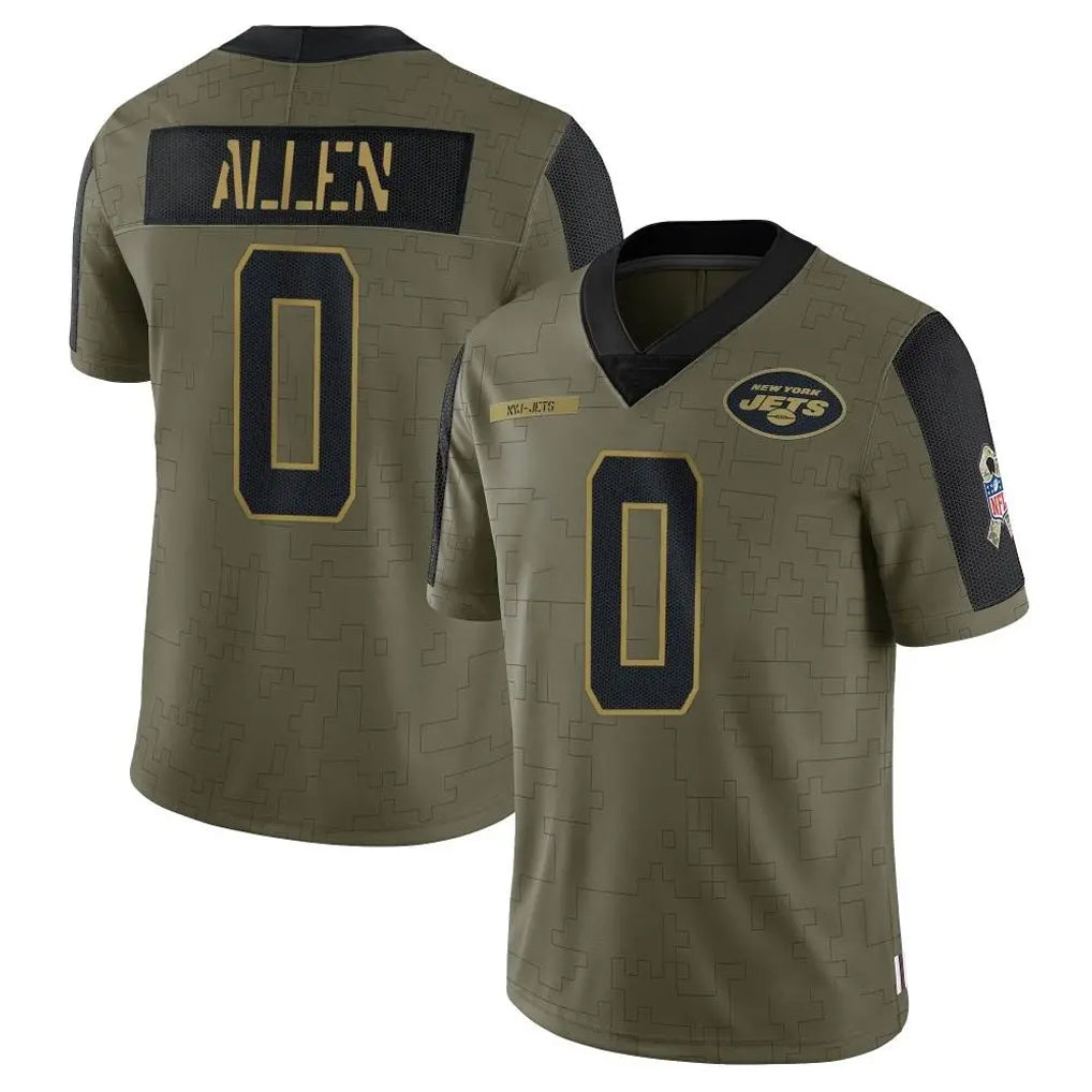 NY.Jets #0 Braelon Allen Player Olive Salute To Service Limited Game Gdoa Stitched Jerseys