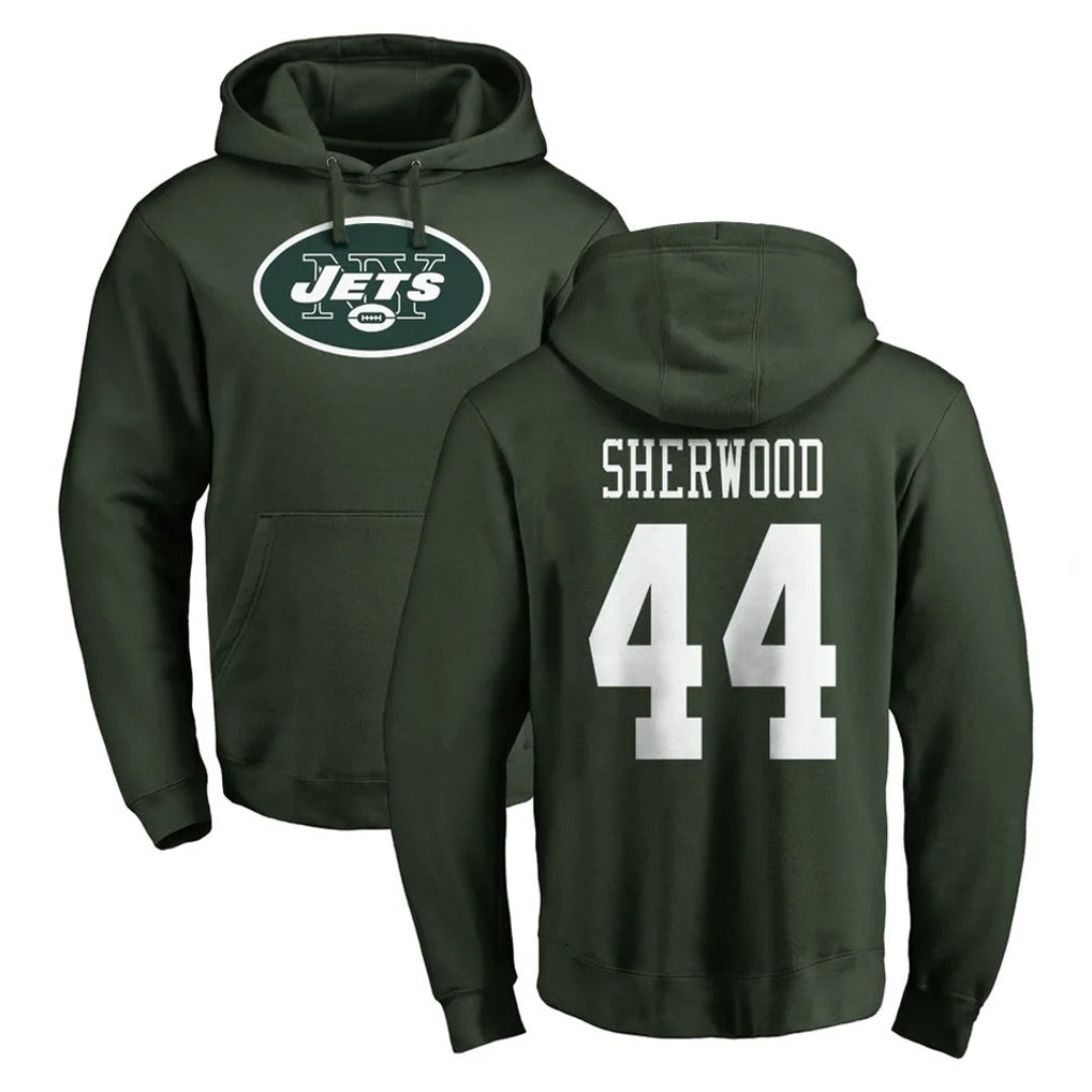 NY.Jets #44 Jamien Sherwood Player Green LOGO Pullover Hoodies Limited Game Gdoa Stitched Jerseys
