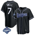 LA.Dodgers #7 Blake Snell Player Black Carbon Limited World Series Meet Home Fdoa Stitched Jerseys