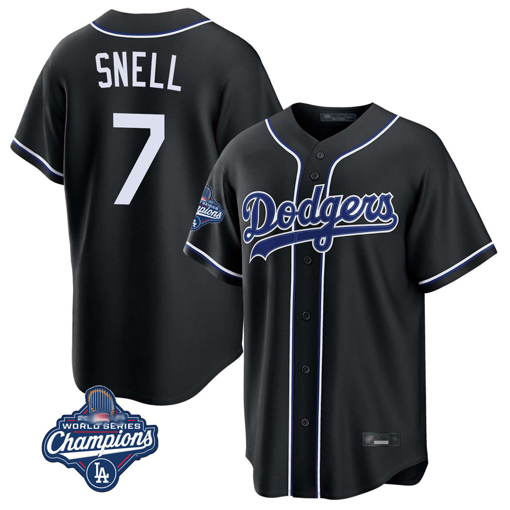LA.Dodgers #7 Blake Snell Player Black Carbon Limited World Series Meet Home Fdoa Stitched Jerseys