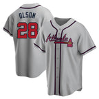 A.Braves #28 Matt Olson player Gray Replica Road Stitched Jerseys