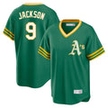 Athletics #9 Reggie Jackson Player Kelly Green Cooperstown Collection T-shirt Game Gdoa Stitched Jerseys