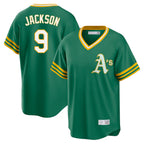 Athletics #9 Reggie Jackson Player Kelly Green Cooperstown Collection T-shirt Game Gdoa Stitched Jerseys