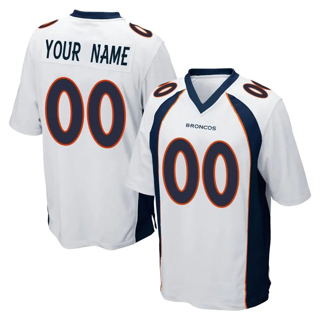 Custom D.Broncos White Game Any Name & Numbers Gdoa Stitched Jerseys