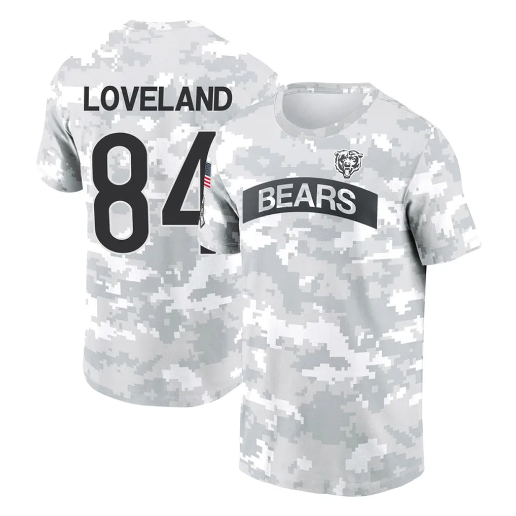 C.Bears #84 Colston Loveland Player Arctic Camo Salute to Service Performance T-Shirt Limited Gdoa Stitched Jerseys