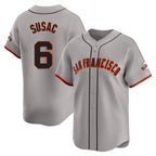 SF.Giants #6 Daniel Susac Player Gray Home Limited Fdoa Stitched Jerseys