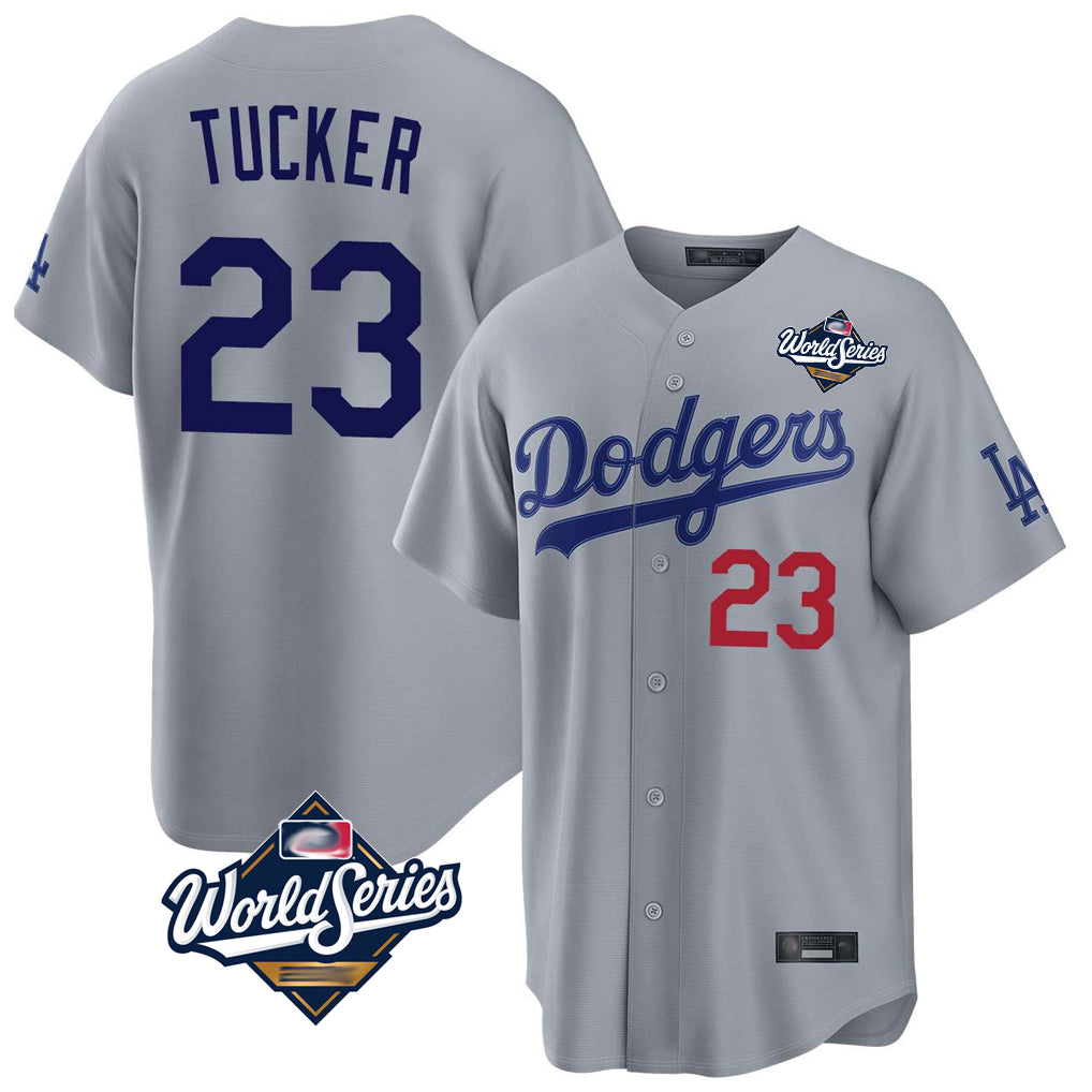 LA.Dodgers #23 Kyle Tucker Player Gray World Series Game Home Fdoa Stitched Jerseys