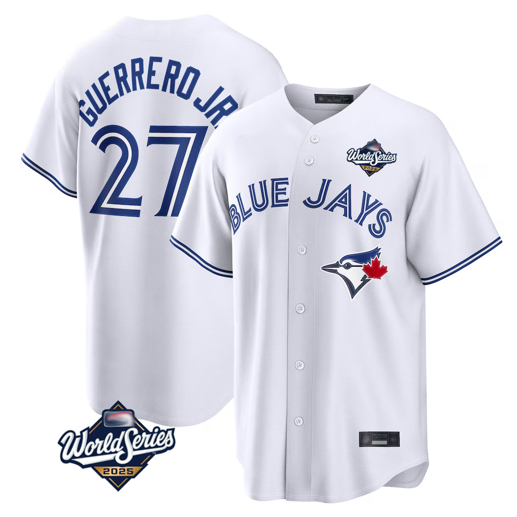 T.Blue Jays #27 Vladimir Guerrero Jr. Player White 2025 World Series Game Fdoa Stitched Jersey