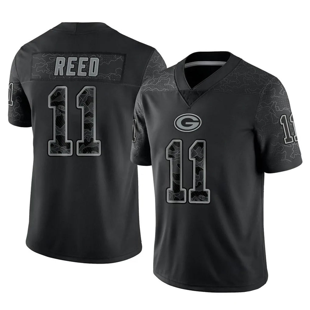 GB.Packers #11 Jayden Reed Player Black Reflective Limited Home Game Gdoa Stitched Jerseys