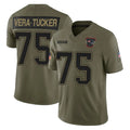 NE.Patriots #75 Alijah Vera-Tucker Player Olive 2025 Salute To Service Limited Gdoa Stitched Jerseys