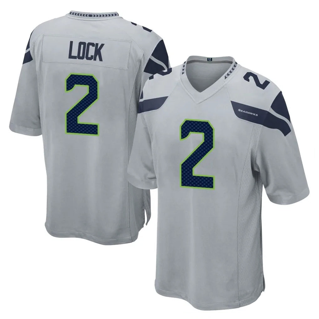 S.Seahawks #2 Drew Lock Player Gray Home Game Gdoa Stitched Jerseys
