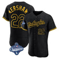 LA.Dodgers #22 Clayton Kershaw Player Black World Series Meet Snake Skin City Limited Elite Home Fdoa Stitched Jerseys