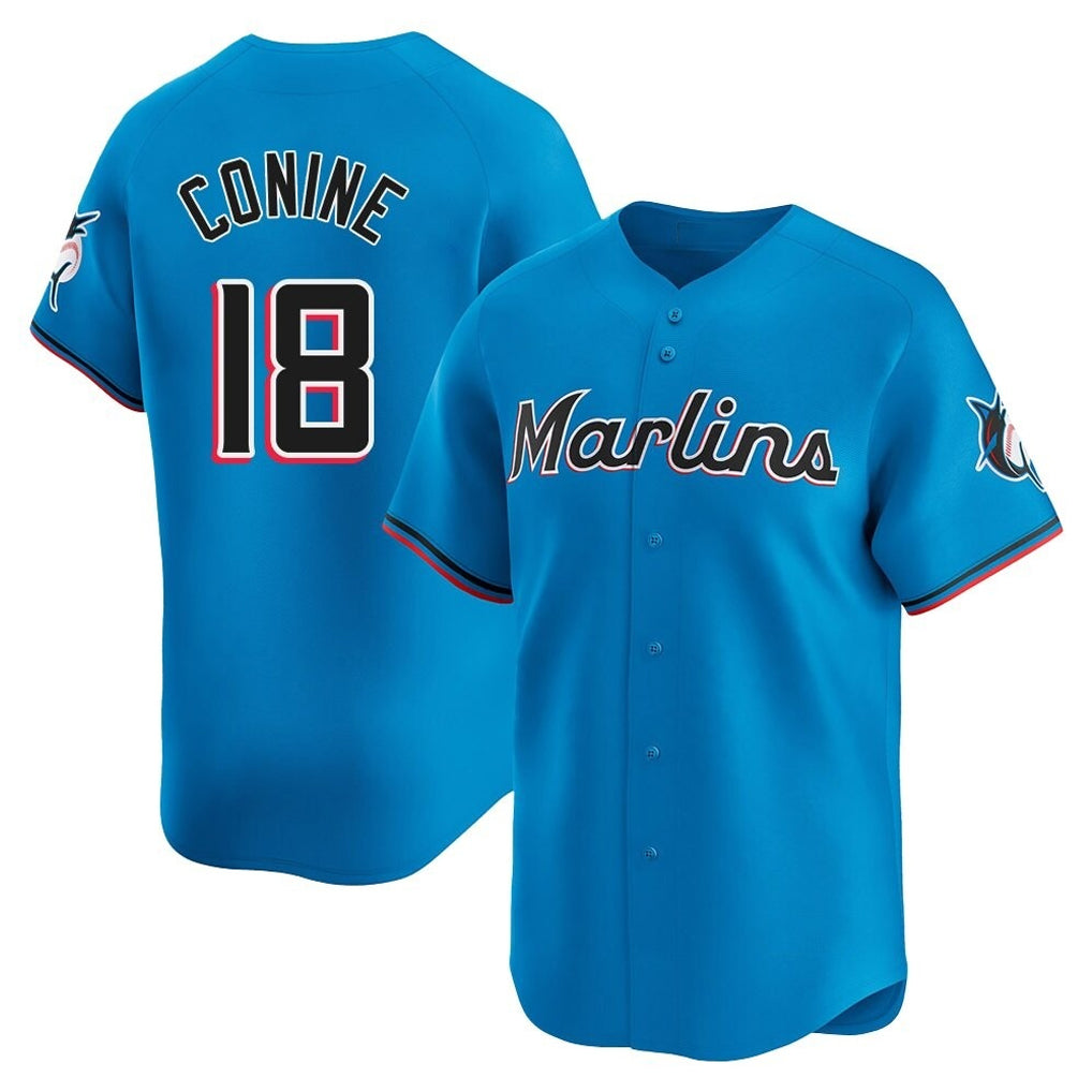 M.Marlins #18 Griffin Conine Player Blue Home Limited Fdoa Stitched Jerseys