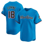 M.Marlins #18 Griffin Conine Player Blue Home Limited Fdoa Stitched Jerseys