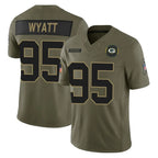 GB.Packers #95 Devonte Wyatt Player Olive 2025 Salute To Service Limited Home Game Gdoa Stitched Jerseys