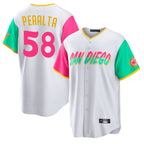 S.Diego Padres #58 Wandy Peralta Player White City Connect Home Game Fdoa Stitched Jerseys