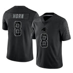 C.Panthers #8 Jaycee Horn Player Black Limited Reflective Game Gdoa Stitched Jerseys