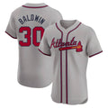 A.Braves #30 Drake Baldwin player Gray Elite Road Stitched Jerseys