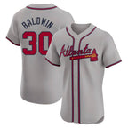 A.Braves #30 Drake Baldwin player Gray Elite Road Stitched Jerseys